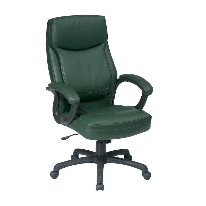 High-Back Eco Leather Executive Office Chair with Padded Arms and Lumbar Support