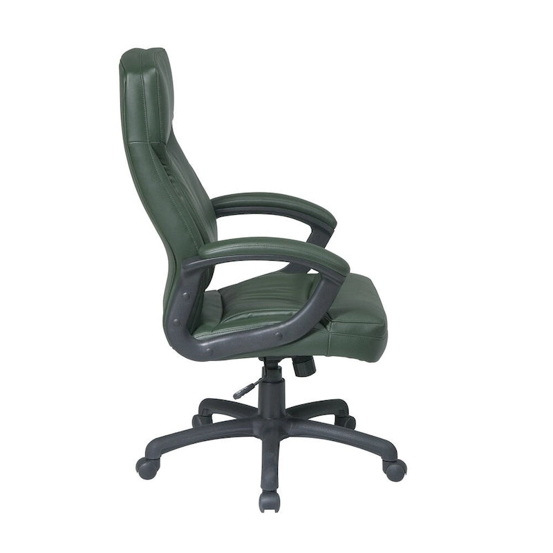High-Back Eco Leather Executive Office Chair with Padded Arms and Lumbar Support