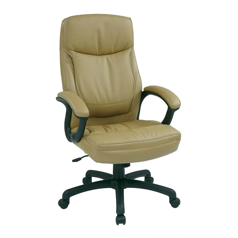 High-Back Eco Leather Executive Office Chair with Padded Arms and Lumbar Support