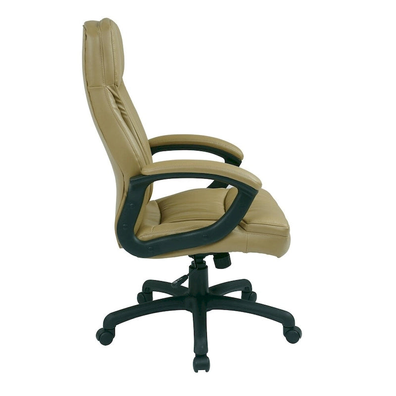 High-Back Eco Leather Executive Office Chair with Padded Arms and Lumbar Support