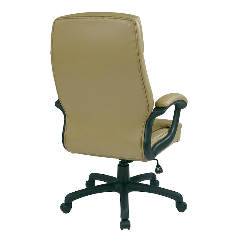 High-Back Eco Leather Executive Office Chair with Padded Arms and Lumbar Support