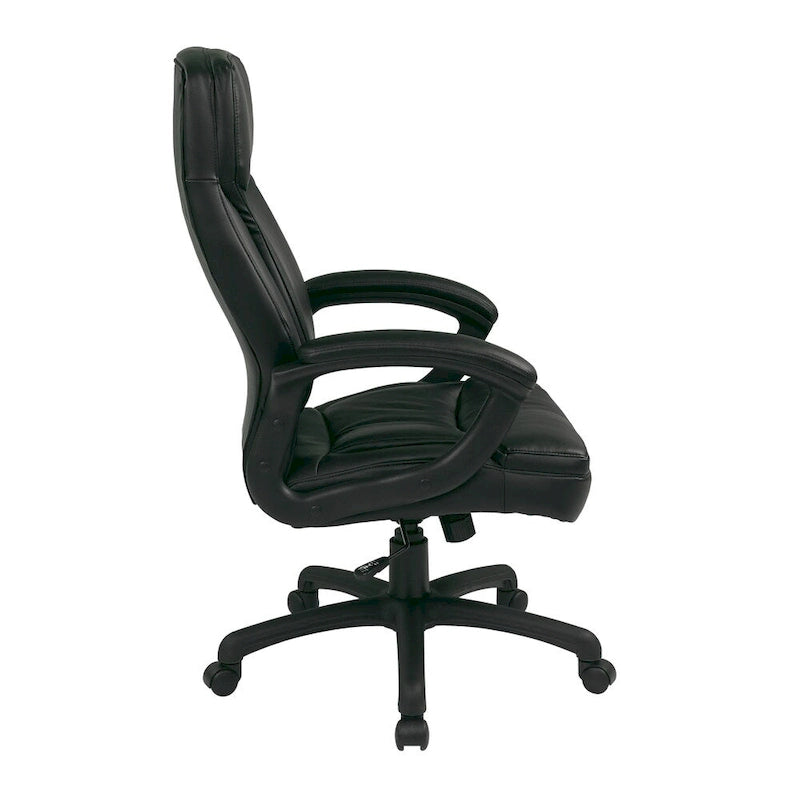 High-Back Eco Leather Executive Office Chair with Padded Arms and Lumbar Support