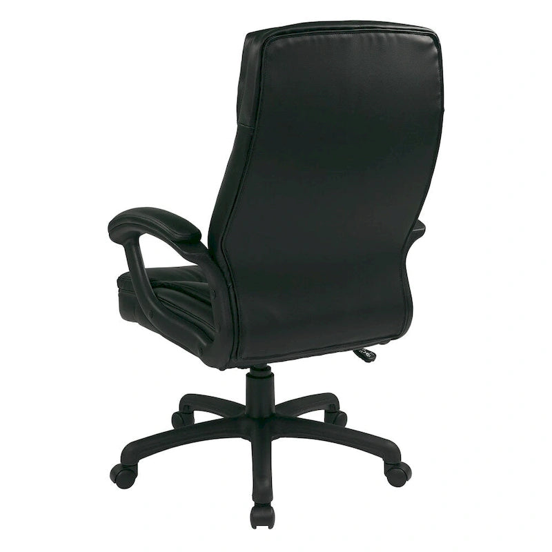 High-Back Eco Leather Executive Office Chair with Padded Arms and Lumbar Support
