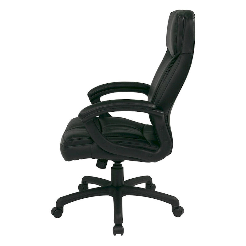 High-Back Eco Leather Executive Office Chair with Padded Arms and Lumbar Support