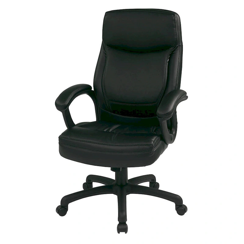 High-Back Eco Leather Executive Office Chair with Padded Arms and Lumbar Support