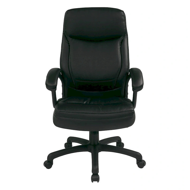 High-Back Eco Leather Executive Office Chair with Padded Arms and Lumbar Support