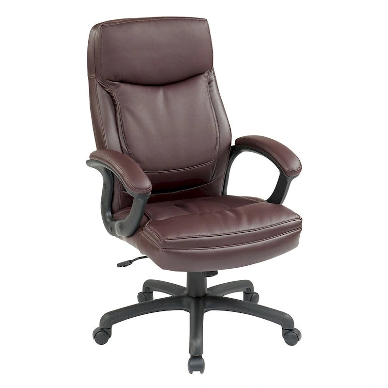 High-Back Eco Leather Executive Office Chair with Padded Arms and Lumbar Support