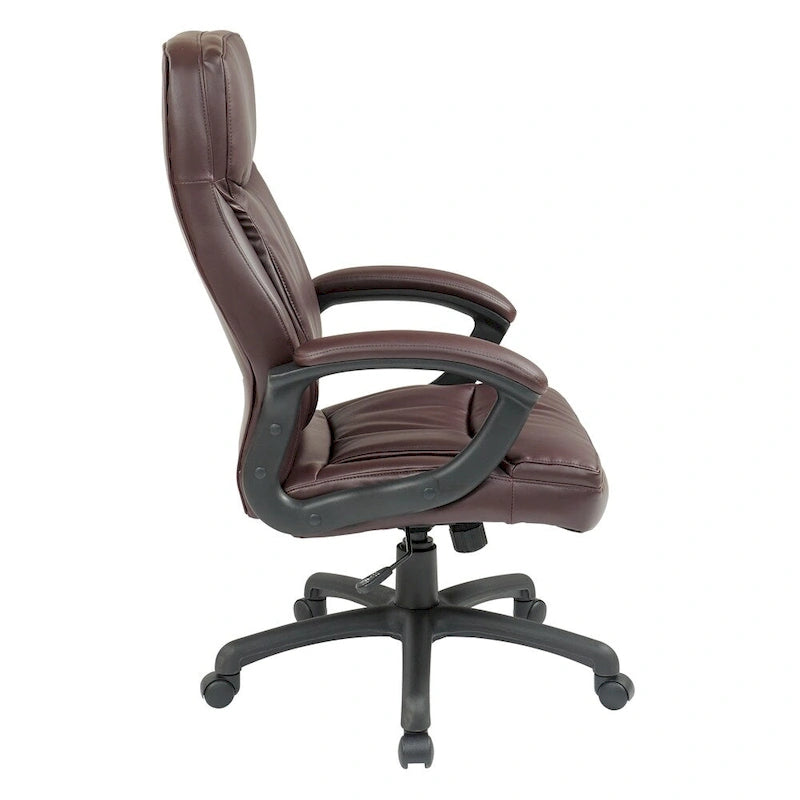 High-Back Eco Leather Executive Office Chair with Padded Arms and Lumbar Support