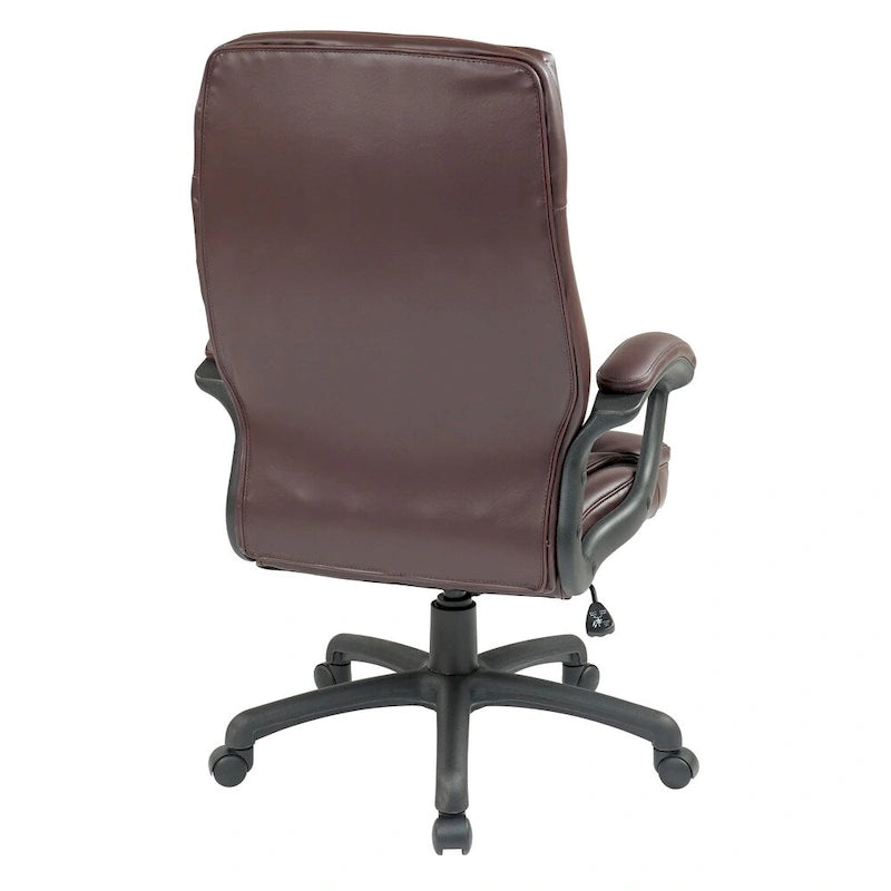 High-Back Eco Leather Executive Office Chair with Padded Arms and Lumbar Support