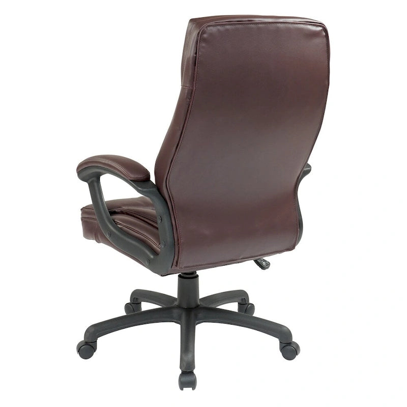 High-Back Eco Leather Executive Office Chair with Padded Arms and Lumbar Support