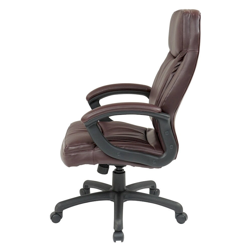 High-Back Eco Leather Executive Office Chair with Padded Arms and Lumbar Support