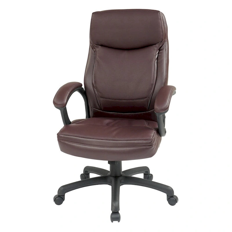High-Back Eco Leather Executive Office Chair with Padded Arms and Lumbar Support