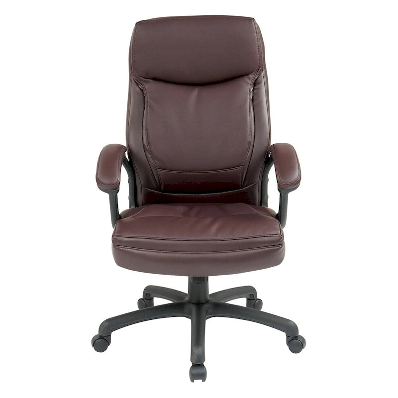 High-Back Eco Leather Executive Office Chair with Padded Arms and Lumbar Support