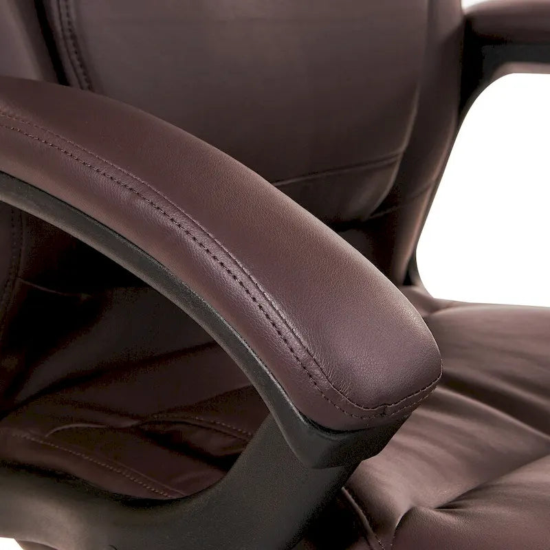 High-Back Eco Leather Executive Office Chair with Padded Arms and Lumbar Support